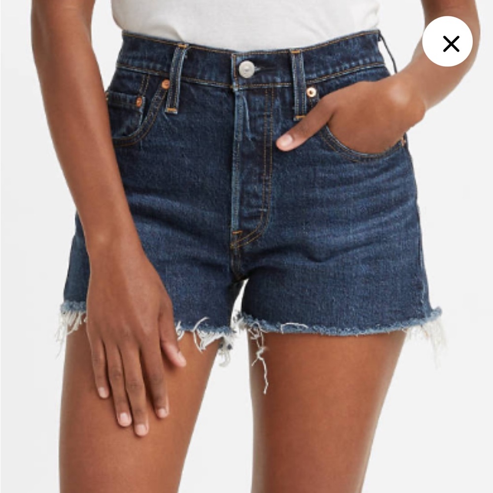 Levi’s 501 Original High Rise Women’s Dark Blue Denim Jean Cut-Off Shorts 26